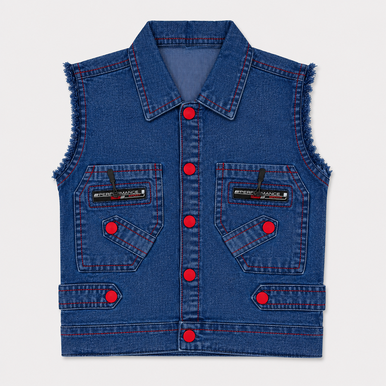 Boys 3-Piece Denim Outfit with Printed Full-Sleeve Shirt & Sleeveless Jacket