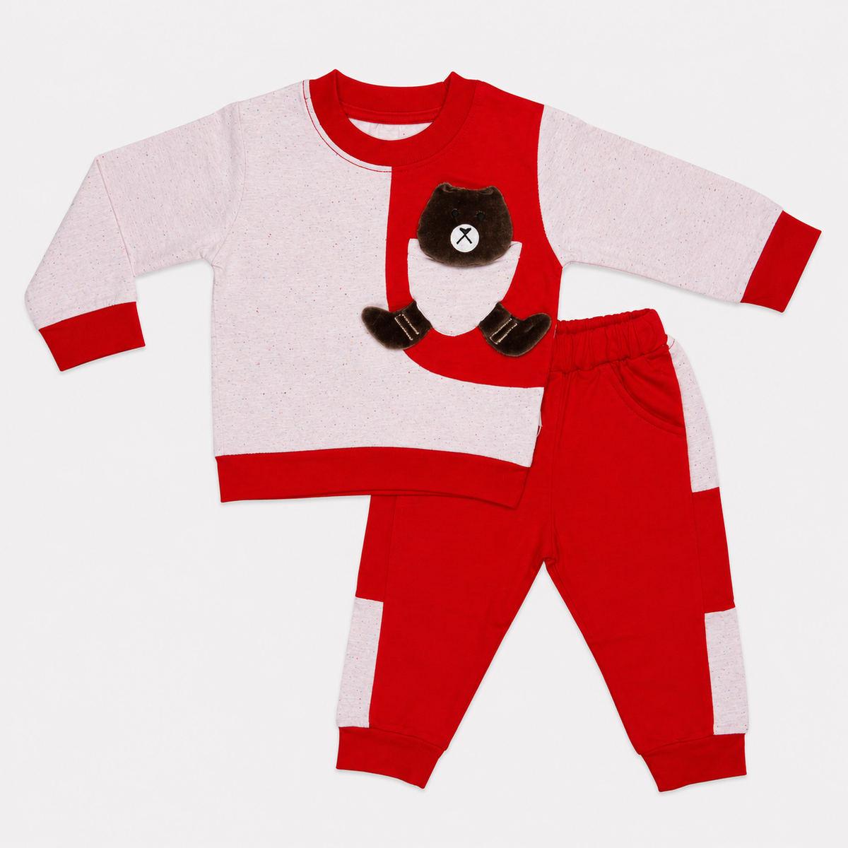 Boys Teddy Bear 2-Piece Tracksuit Set | Full Sleeve Baby Boy Outfit 3 color