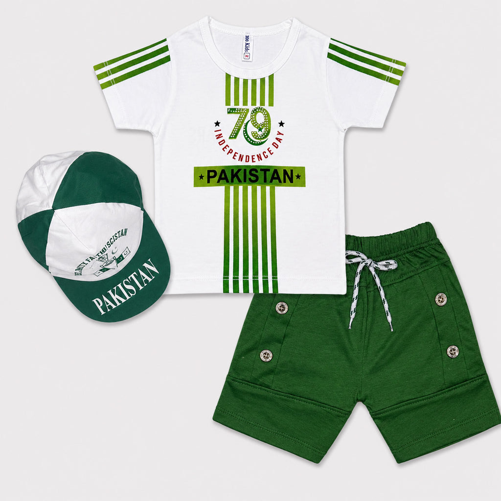 Boys 14 August Jersey Suit 12-18 Months – Pakistan Independence Day 3 Piece Outfit
