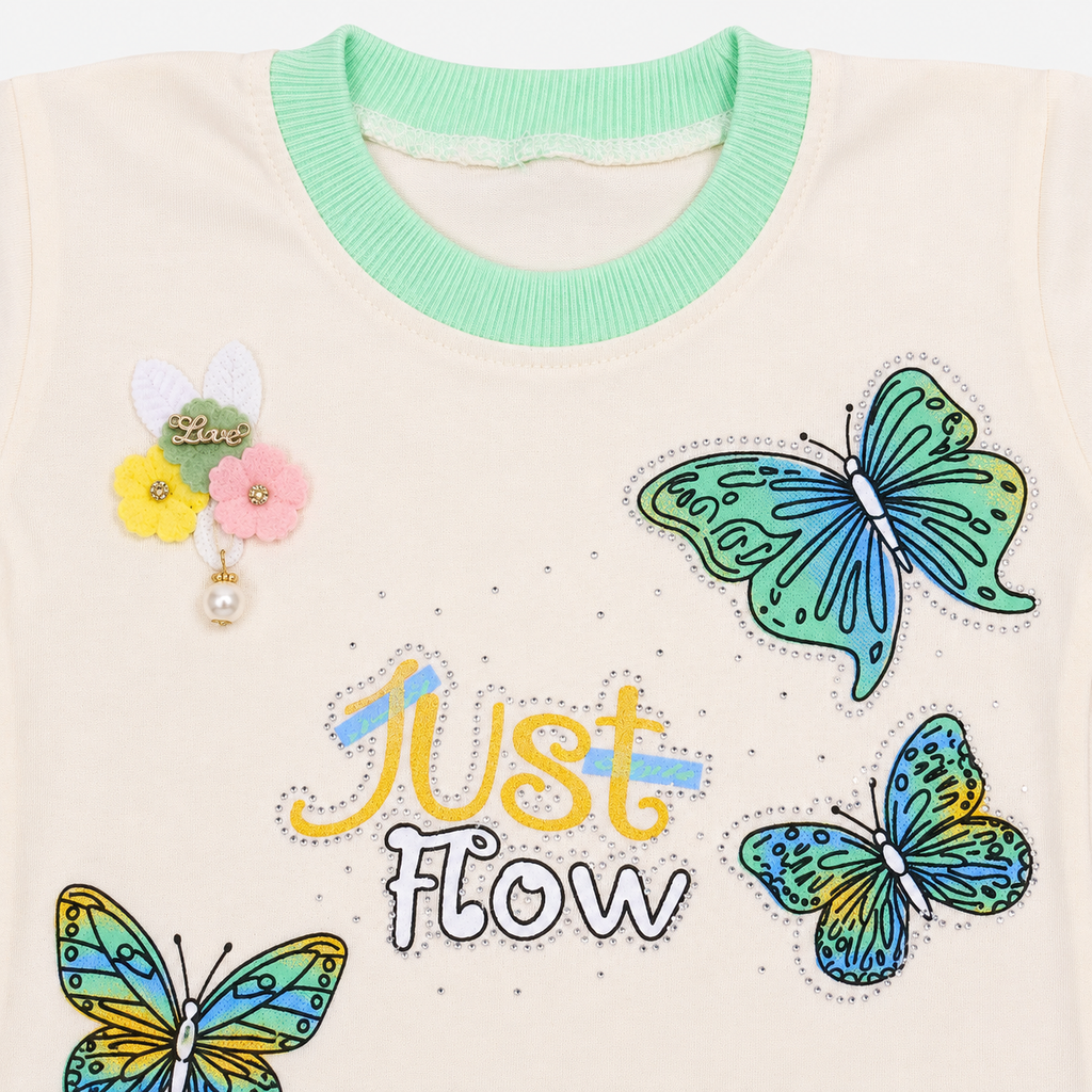 Girls Butterfly Printed Jersey 2-Piece Set