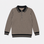 Boys Striped Ribbed Polo Sweatshirt – Full Sleeve Casual Wear
