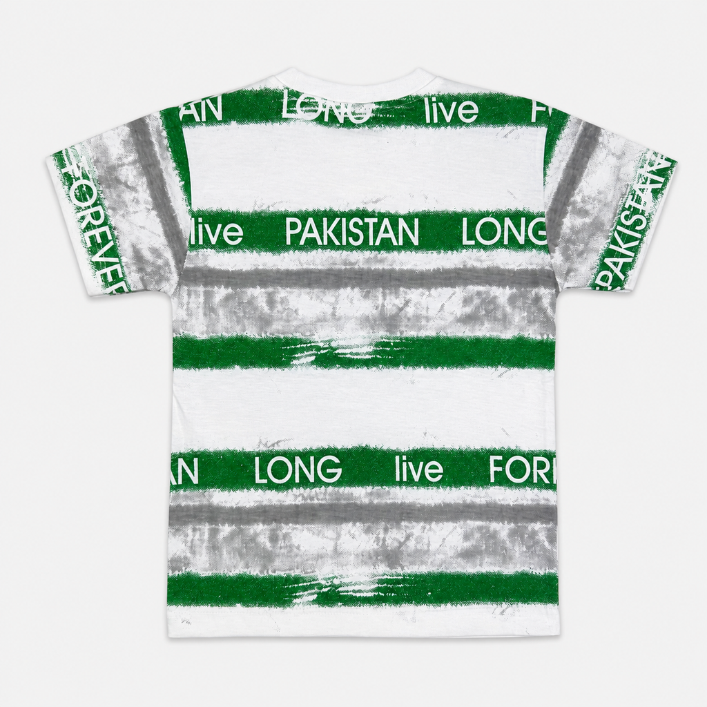 Boys Independence Day 2 Piece Jersey Outfit – White & Green 14 August Suit – 1-4 Years