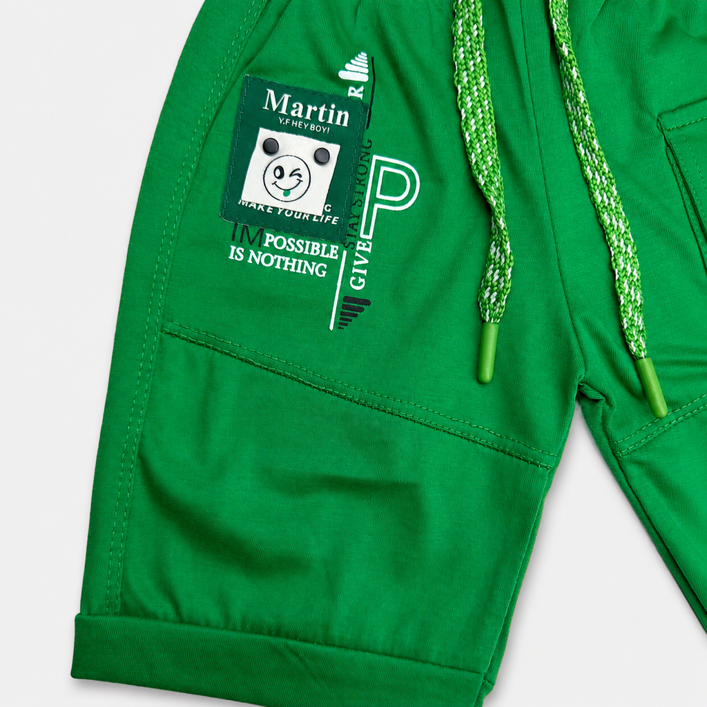 Boys Pakistan 14 August Jersey Short Suit – Green Independence Day Outfit for Kids 1-4 Years