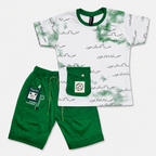 Boys Pakistan 14 August Jersey Short Suit – Green Independence Day Outfit for Kids 1-4 Years