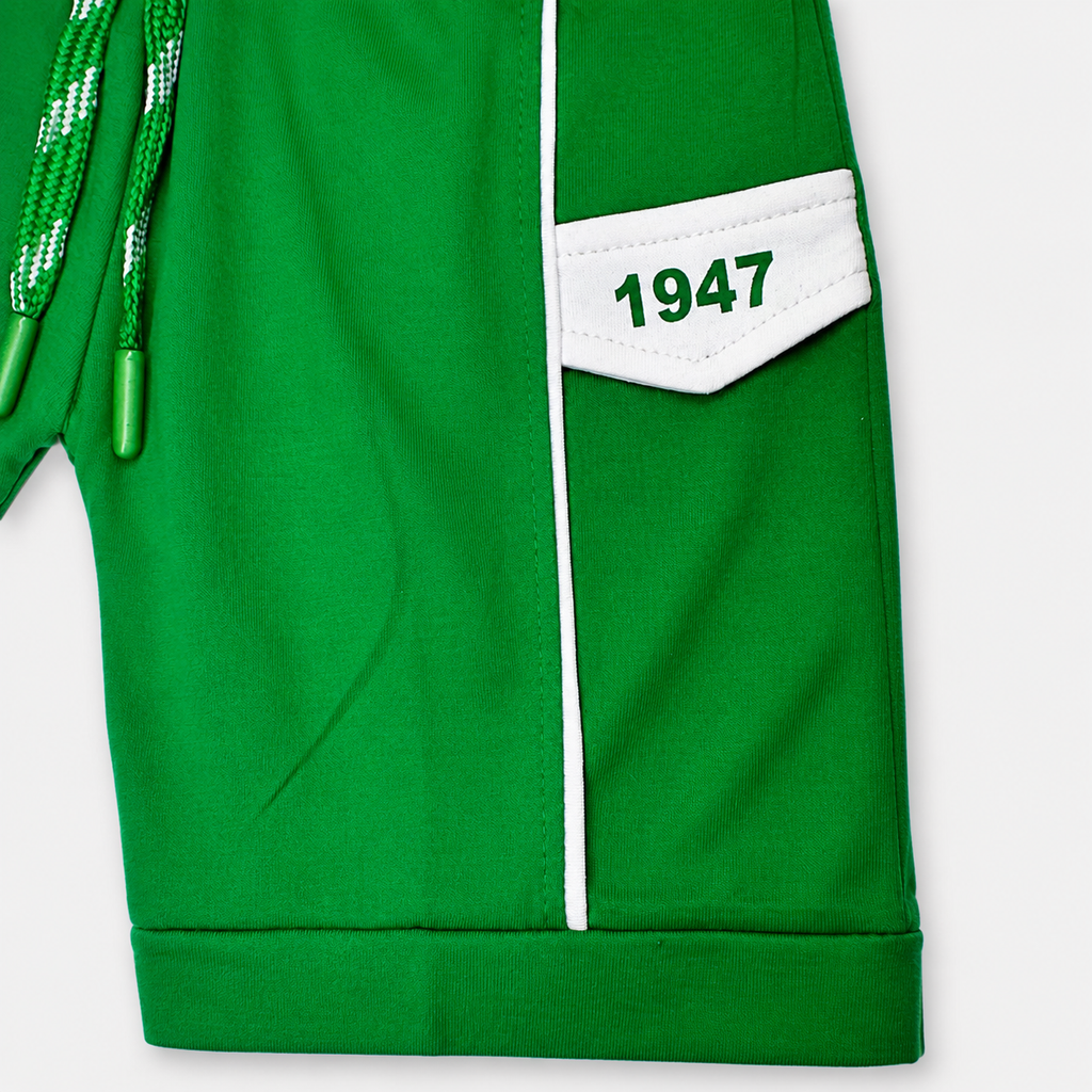 Boys 14 August Jersey Suit with Cap – Green & White Independence Dress