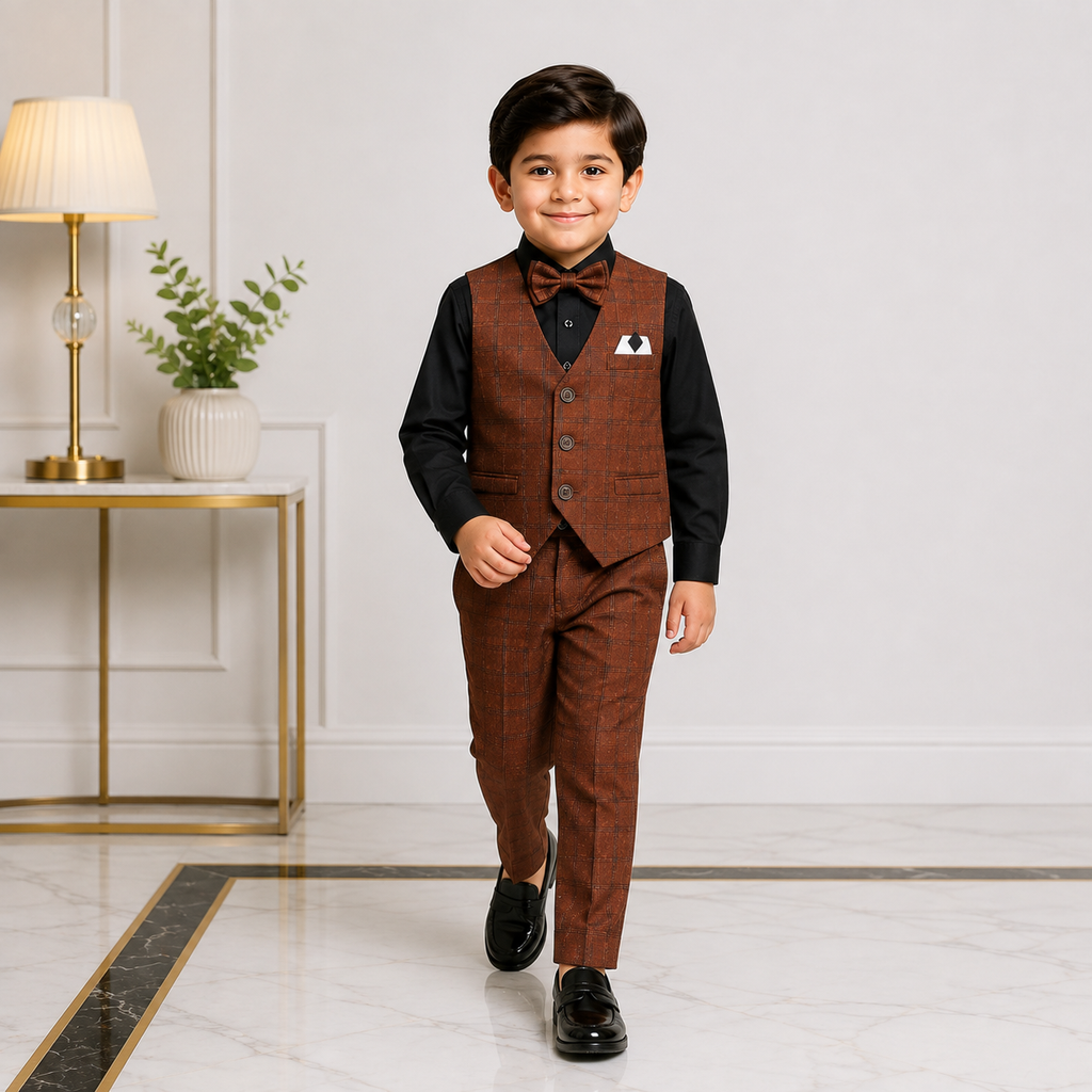 Boys 5 Piece Tuxedo Suit – Formal Party & Wedding Wear for Kids