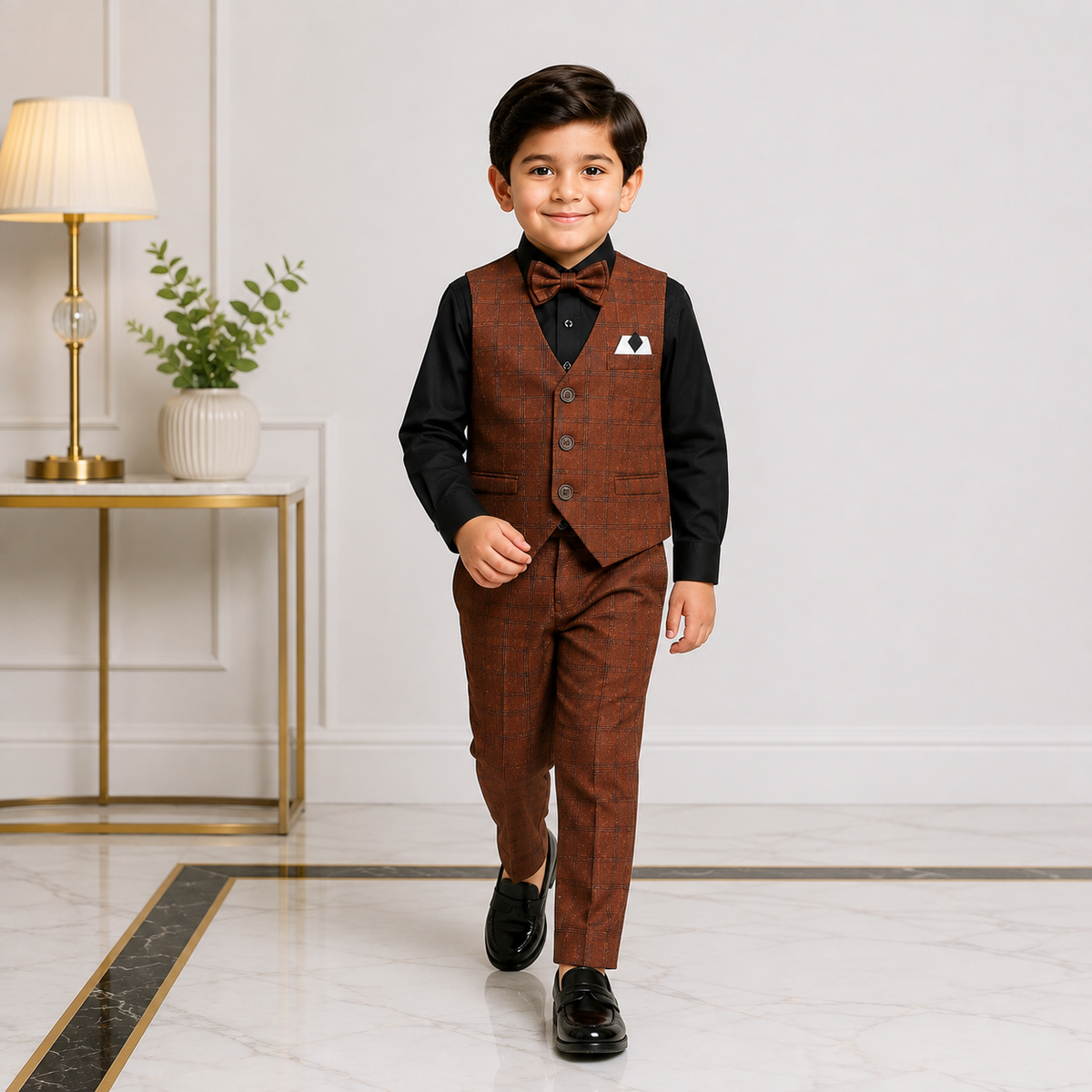 Boys 5 Piece Tuxedo Suit – Formal Party & Wedding Wear for Kids