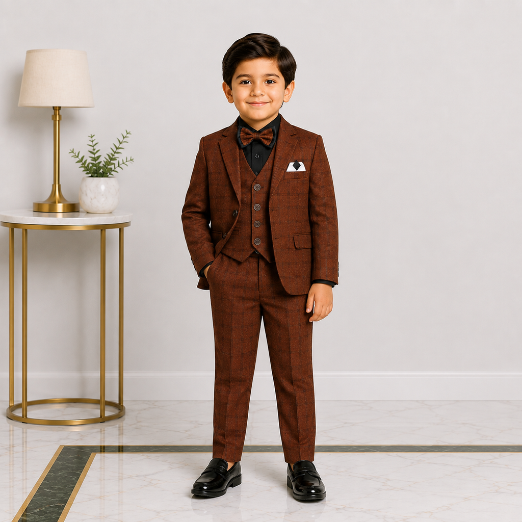 Boys 5 Piece Tuxedo Suit – Formal Party & Wedding Wear for Kids