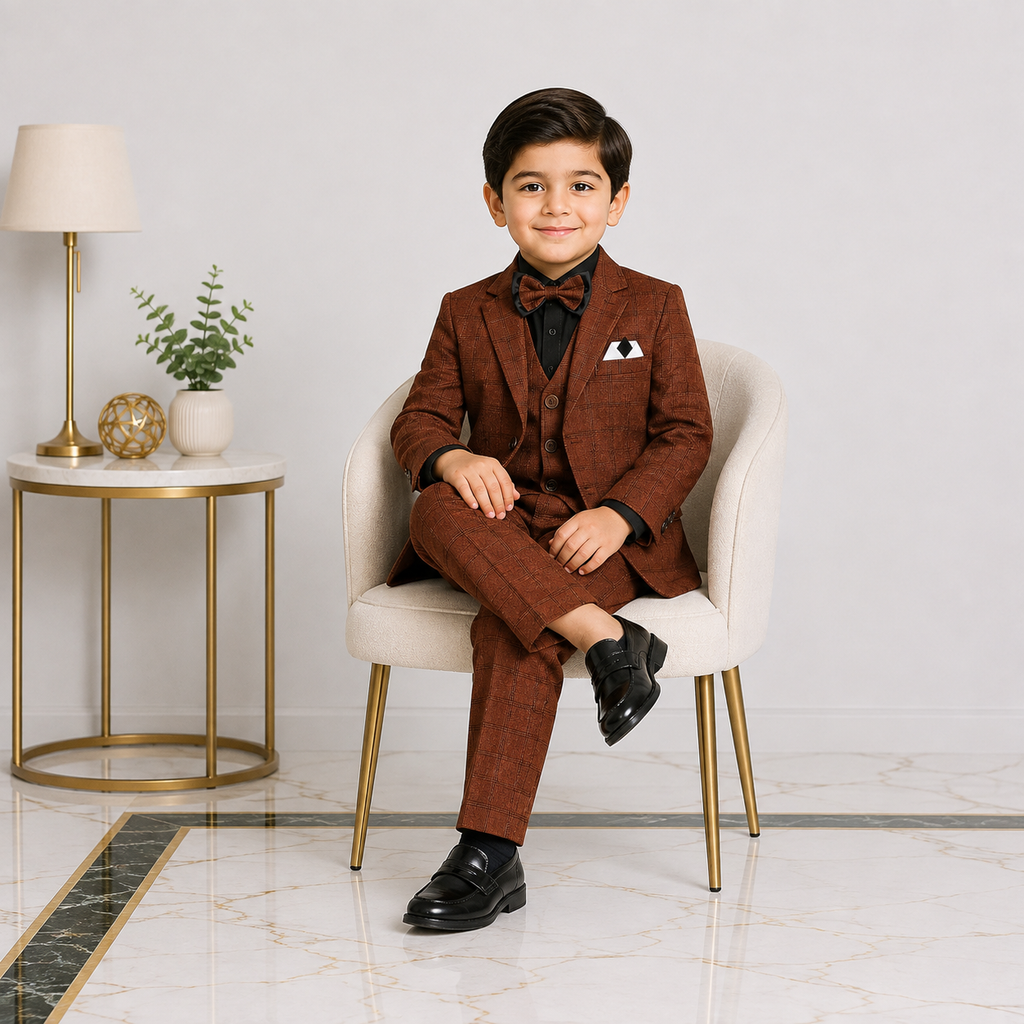 Boys 5 Piece Tuxedo Suit – Formal Party & Wedding Wear for Kids