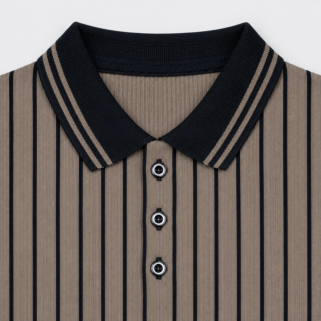 Boys Striped Ribbed Polo Sweatshirt – Full Sleeve Casual Wear