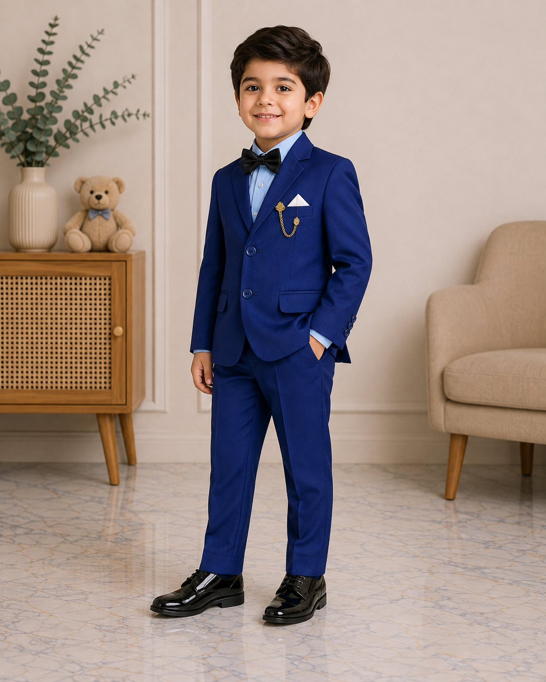 Boys 5-Piece Royal Blue Formal Suit | Blazer, Pant & Shirt