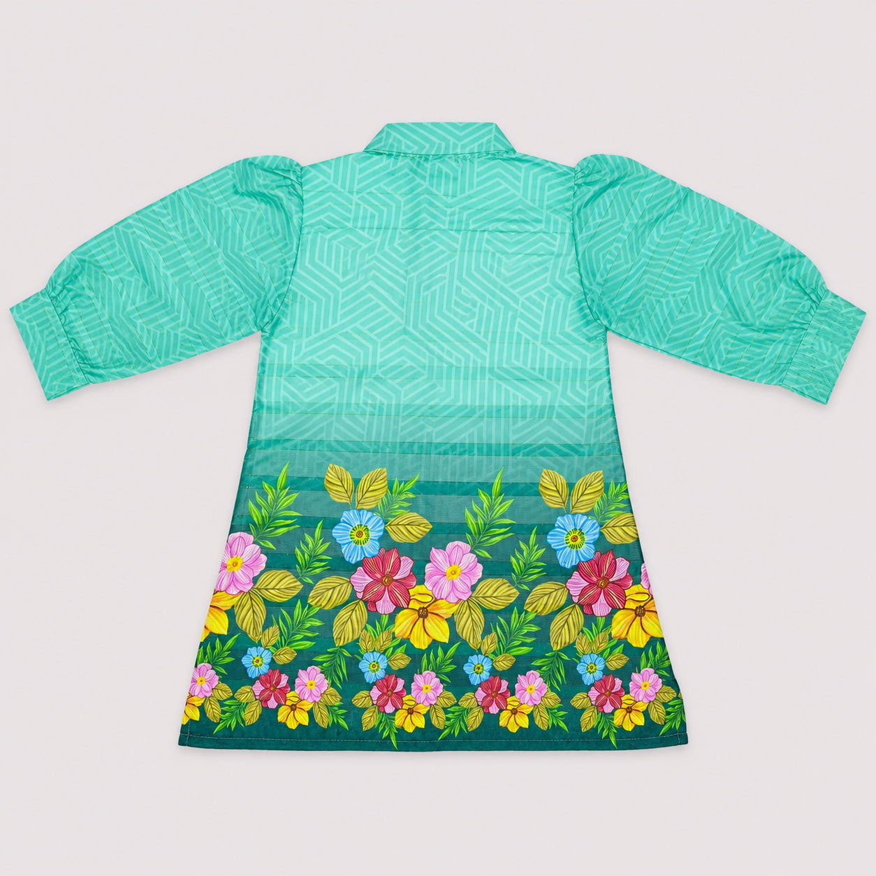 Girls Printed Chiffon 3 Piece Suit | Sea Green Floral | Lamtar Kids