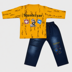 Boys Printed Jersey Shirt with Jeans – 2 Piece Casual Outfit