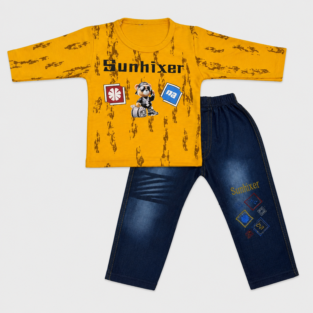 Boys Printed Jersey Shirt with Jeans – 2 Piece Casual Outfit