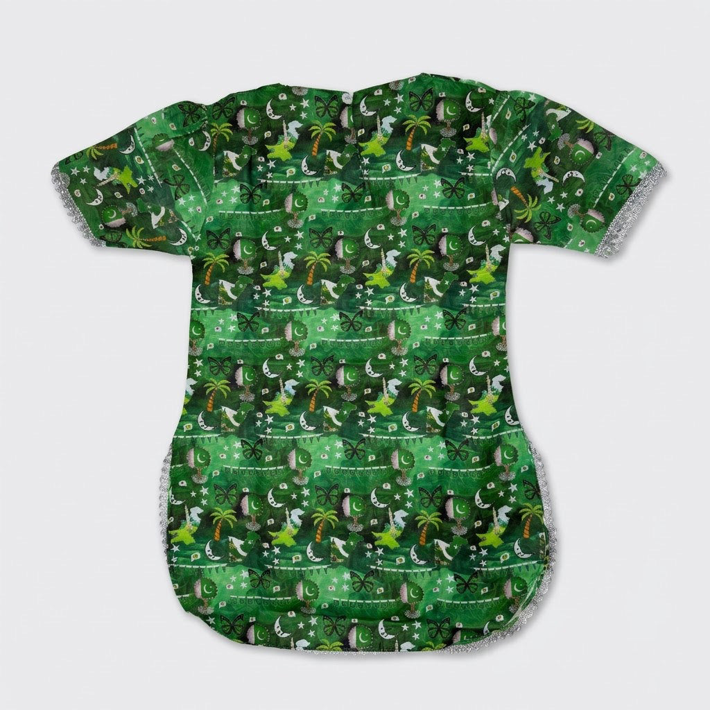14 August Special: Baby Girl 3-Piece Azadi Suit (Cotton Kurti, Trouser & Dupatta)