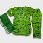 14 August Special: Baby Girl 3-Piece Cotton Azadi Suit (Printed Kurti, Trouser & Dupatta)