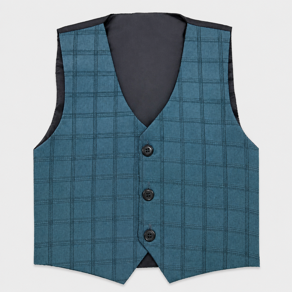 Boys 5-Piece Premium Tuxedo Suit | Green Check Coat Pant Suit