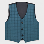 Boys 5-Piece Premium Tuxedo Suit | Green Check Coat Pant Suit