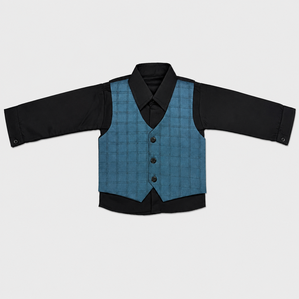Boys 5-Piece Premium Tuxedo Suit | Green Check Coat Pant Suit