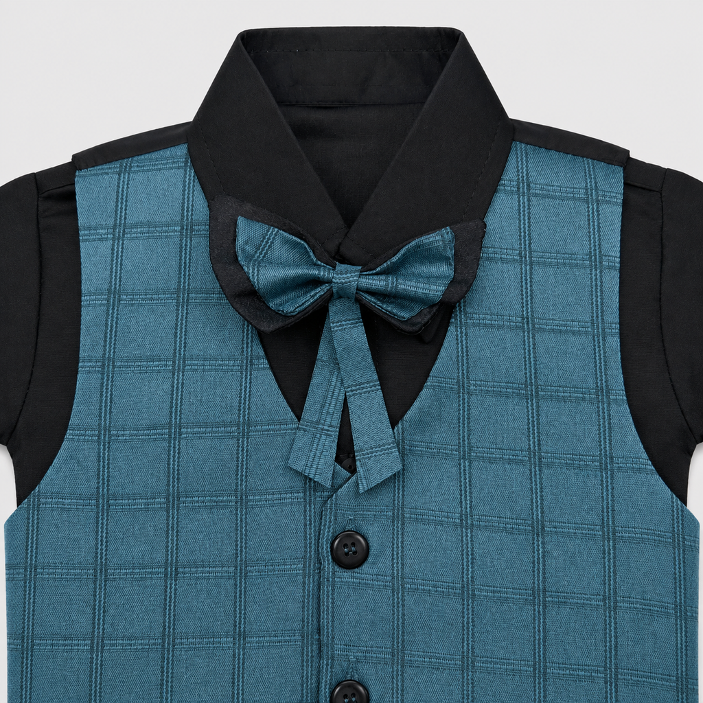 Boys 5-Piece Premium Tuxedo Suit | Green Check Coat Pant Suit