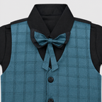 Boys 5-Piece Premium Tuxedo Suit | Green Check Coat Pant Suit