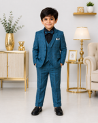 Boys 5-Piece Premium Tuxedo Suit | Green Check Coat Pant Suit