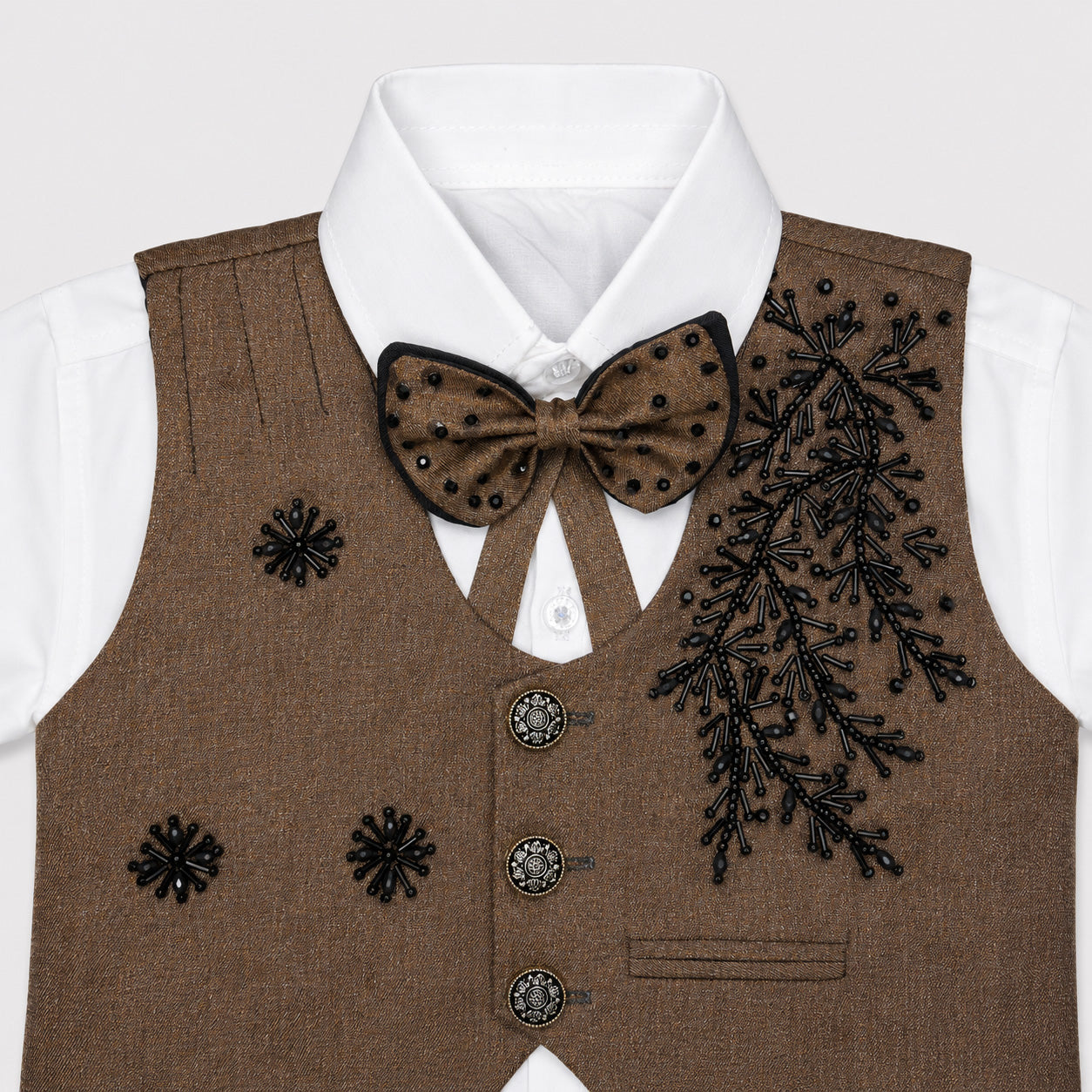 Boys Brown 3 Piece Waistcoat Suit 2-6 Years – Formal Dress Set for Kids