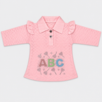 Girls Premium Textured Jersey 2-Piece Suit – ABC Embellished Top & Trouser