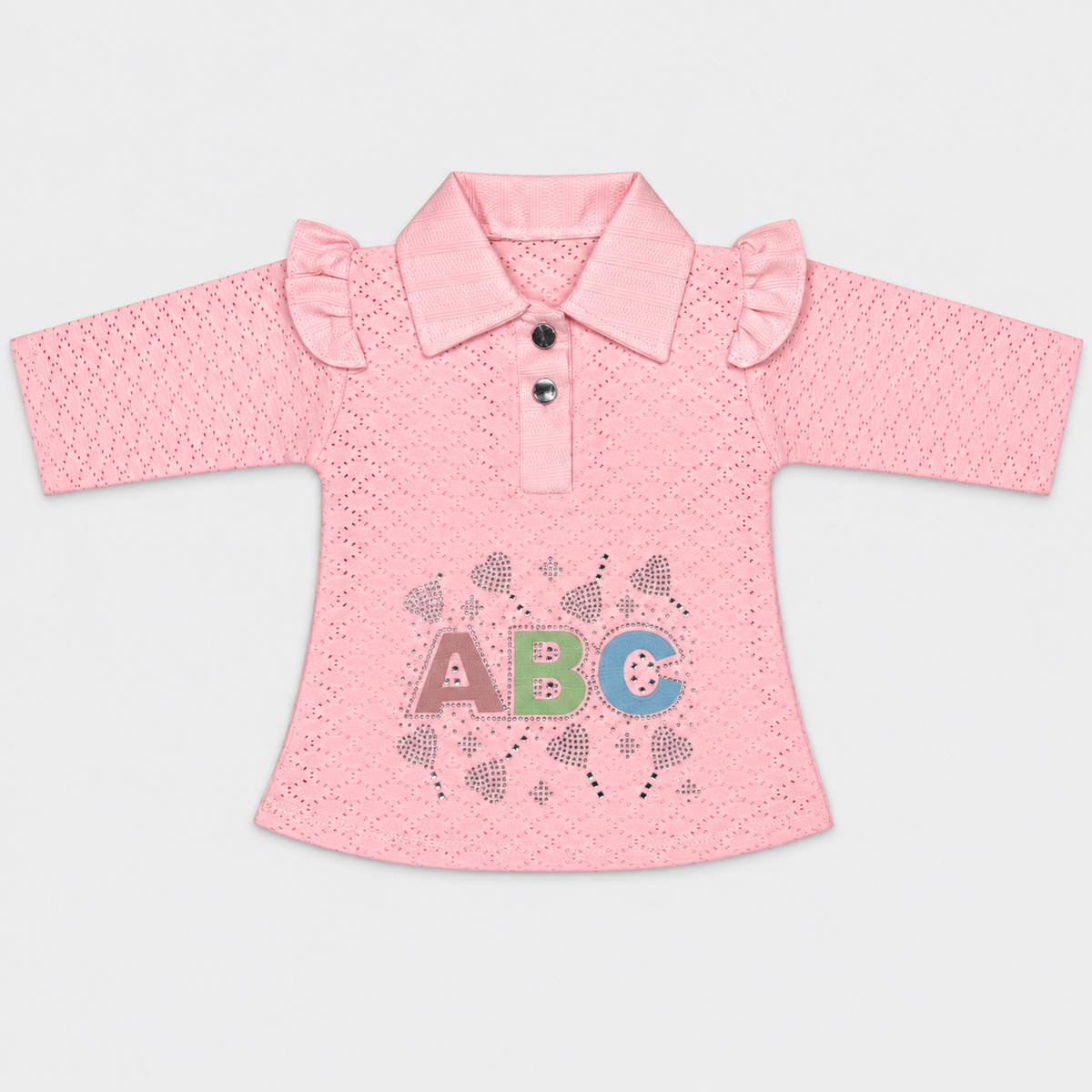 Girls Premium Textured Jersey 2-Piece Suit – ABC Embellished Top & Trouser