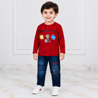 Boys Printed Jersey Shirt with Jeans – 2 Piece Casual Outfit
