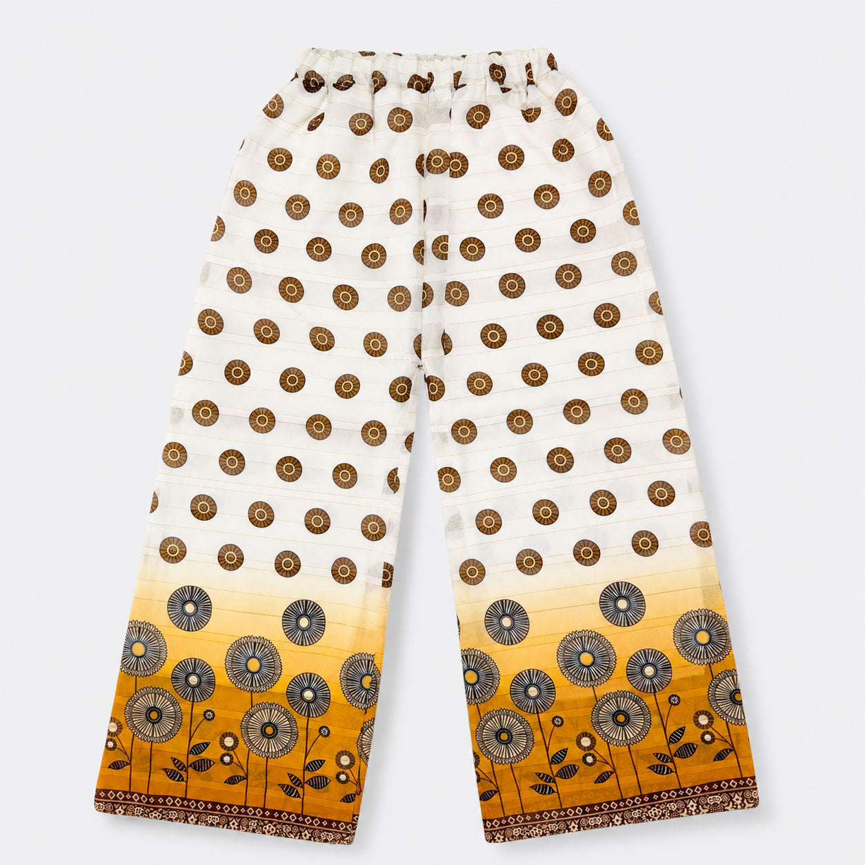 Girls 2 Piece Digital Printed Chiffon Suit – Mustard Floral Print Kids Outfit | Lamtar Kids