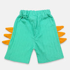 Boys Cotton Crocodile Short Suit – White Green 2 Piece Set | Lamtar Kids