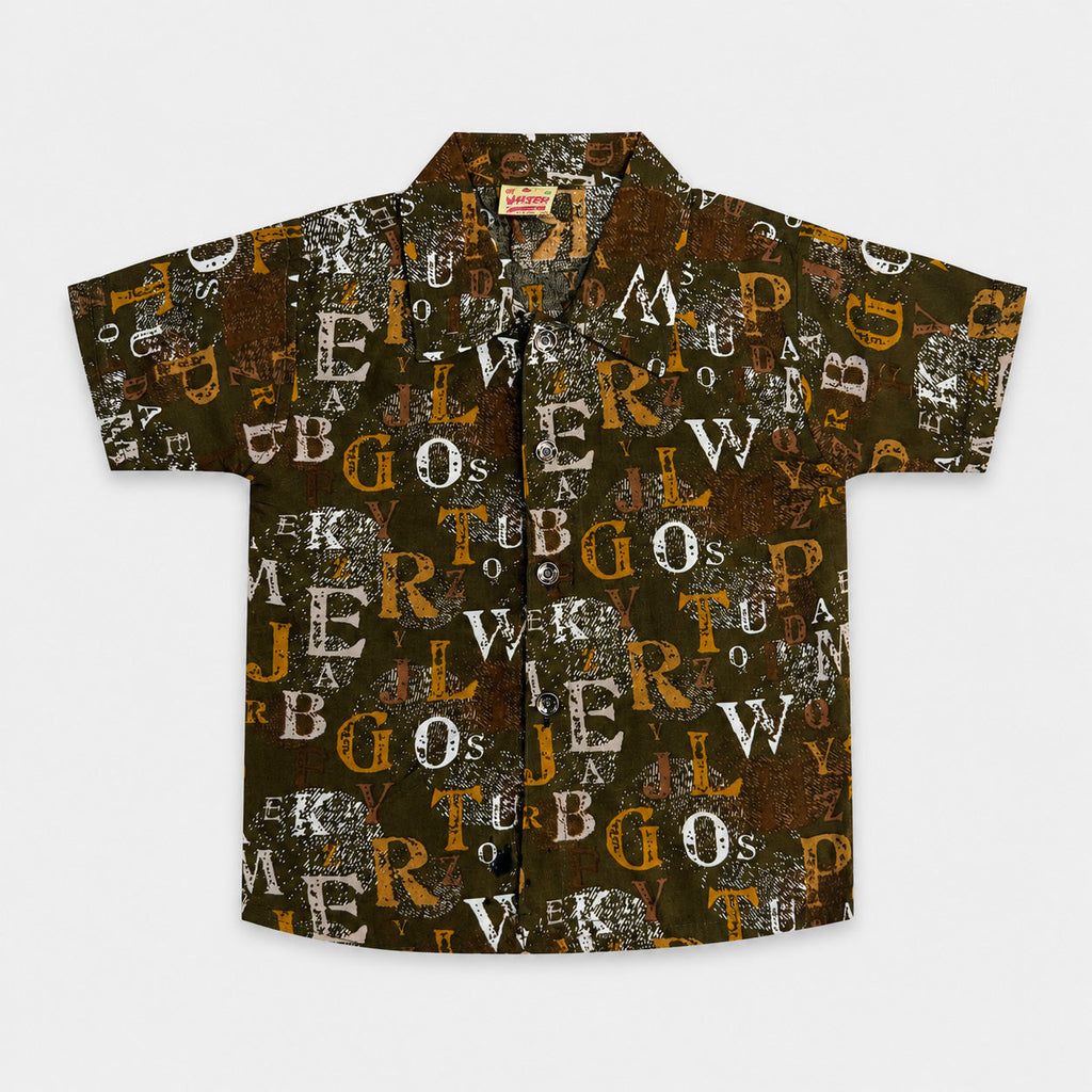 Boys Printed Linen Shirt & Shorts Set – Olive Green Kids Dress | Lamtar Kids