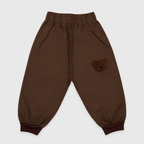 Boys Bear Embroidered 2 Piece Casual Set – Striped Collar Shirt & Jogger Trouser
