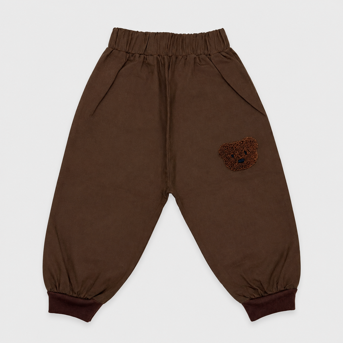Boys Bear Embroidered 2 Piece Casual Set – Striped Collar Shirt & Jogger Trouser