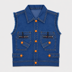 Boys 3-Piece Denim Outfit with Printed Full-Sleeve Shirt & Sleeveless Jacket