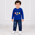Boys Printed Jersey Shirt with Jeans – 2 Piece Casual Outfit