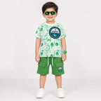 Boys 14 August Pakistan Independence Day Jersey T-Shirt & Shorts Set – Green White Outfit – Size 1-4 Years