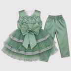 Girls Fancy Party Wear Frock with Bow & Tulle Layers