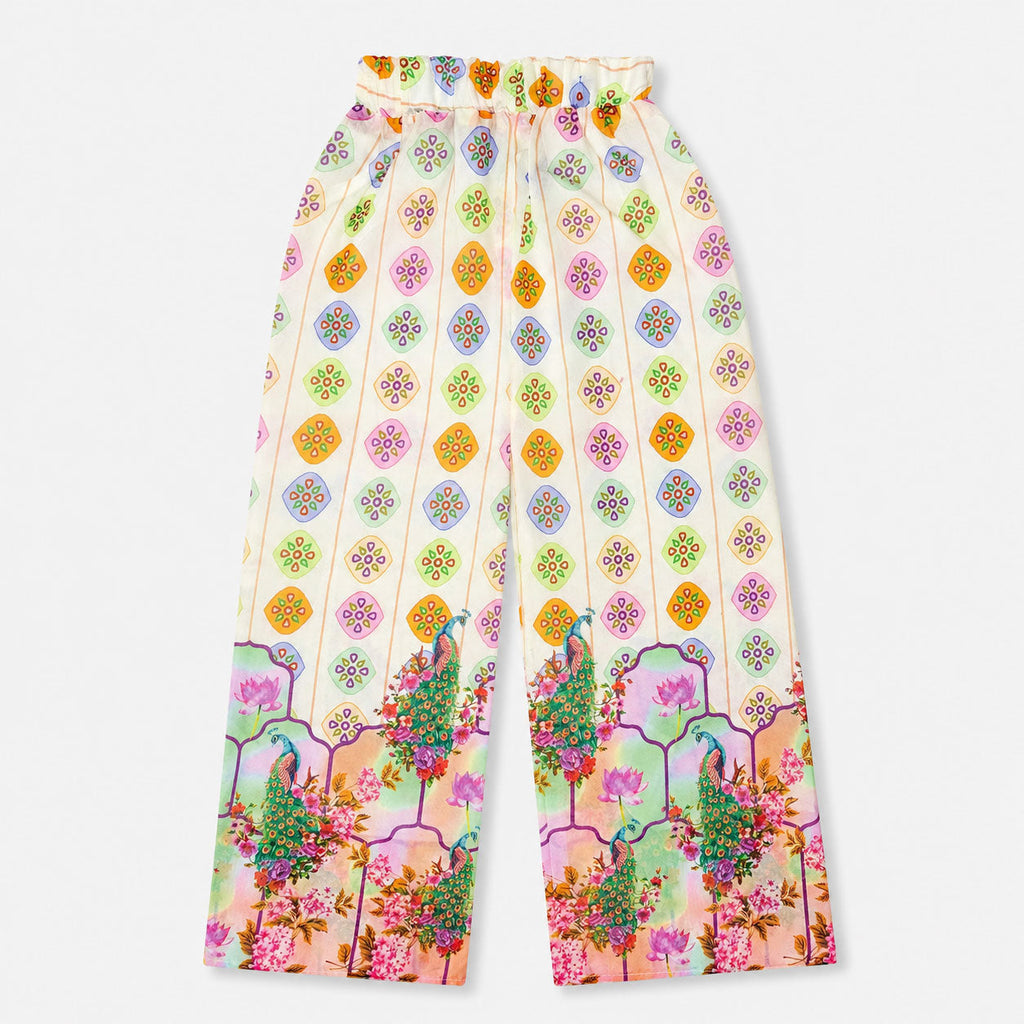 Girls Digital Printed Chiffon Frock Style 2 Piece Suit | Frock & Plazo Style Bottom | 4–10 Years | Lamtar Kids