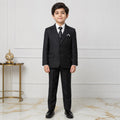 Boys Black Tuxedo Suit 5-Piece | Coat, Waistcoat, Shirt ,Tie & Pant | Party Wear