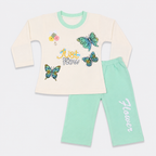 Girls Butterfly Printed Jersey 2-Piece Set