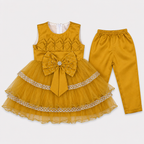 Girls Fancy Party Wear Frock with Bow & Tulle Layers