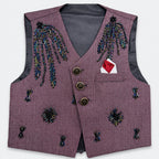 Boys 4 Piece Formal Suit – Mauve Waistcoat & Trouser with Black Shirt