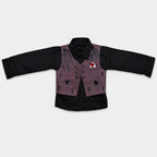 Boys 4 Piece Formal Suit – Mauve Waistcoat & Trouser with Black Shirt