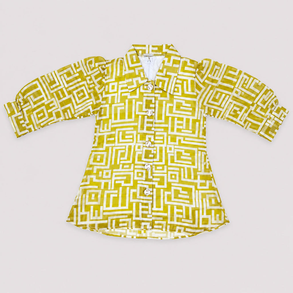 Girls Mustard Yellow Digital Printed Chiffon 3 Piece Suit | Lamtar Kids