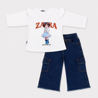 Girls Zaira Printed 2 Piece Set – Premium Jersey Top & Premium Jeans