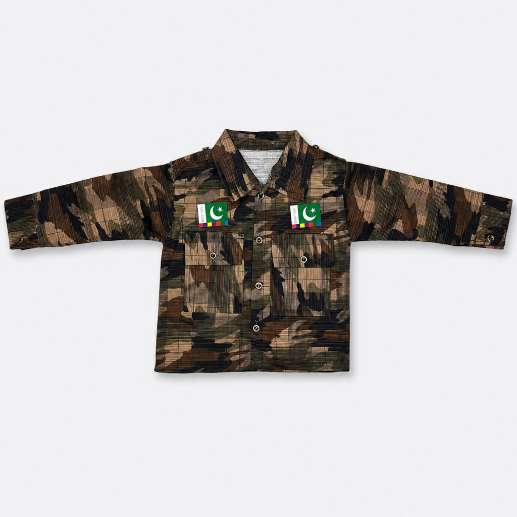 Boys Cotton Commando Suit 1-4 Years – Army Camouflage Shirt, Trouser & Cap Set