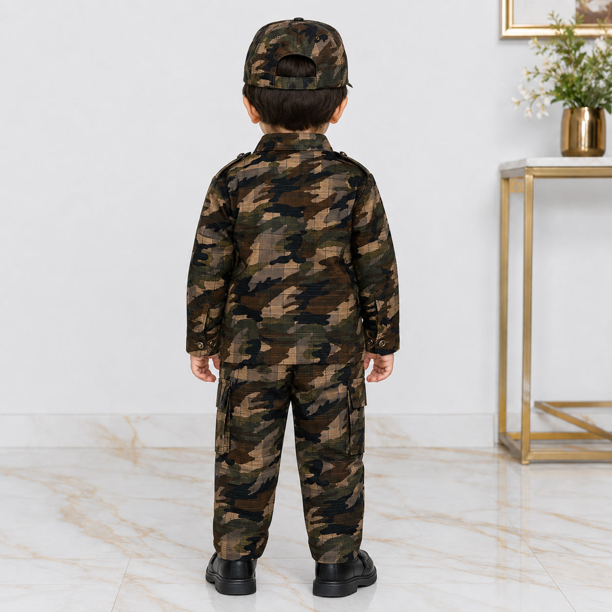 Boys Cotton Commando Suit 1-4 Years – Army Camouflage Shirt, Trouser & Cap Set