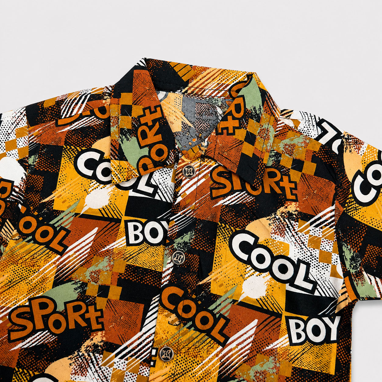 Mustard Printed Linen Summer Shirt & Shorts Set for Boys (1–4 Years)  | Lamtar Kids